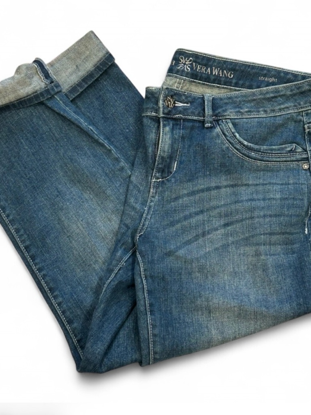 Simply Vera Vera Wang Women’s Straight Jeans in Medium Blue Denim